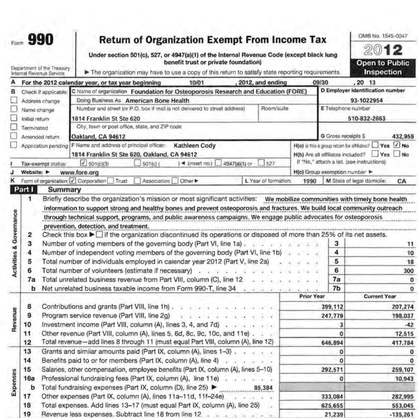 2012-2013 IRS form 990